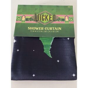 Wicked Glinda And Elphaba Crown Witch Hat Fabric Shower Curtain 72”x72” NEW
